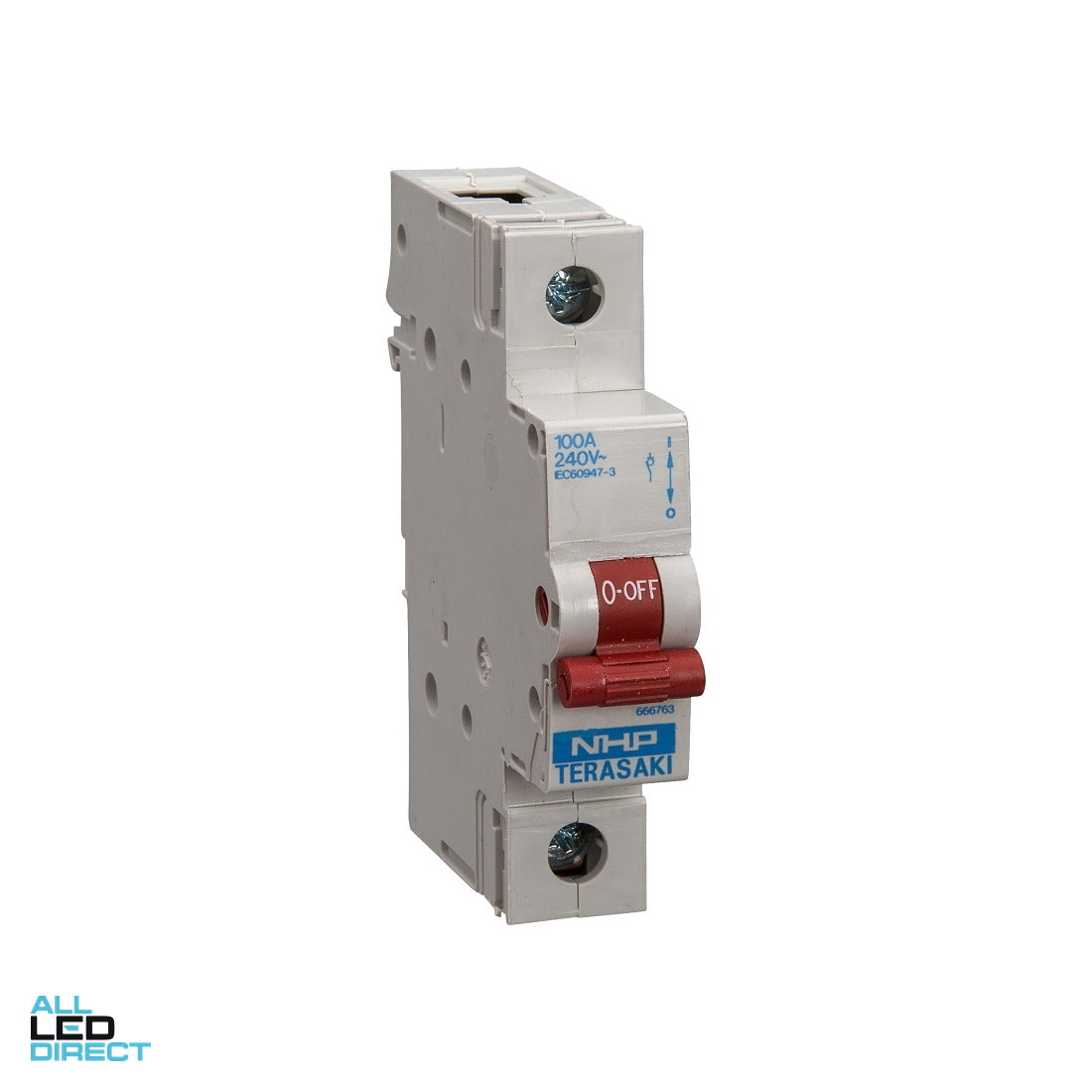 NHP 100 Amp 3 Pole DIN-T Main Switch With Red Toggle ALL LED Direct