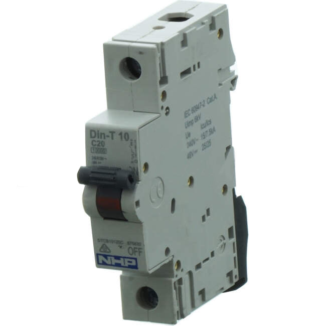 NHP 20 Amp Miniature Circuit Breaker MCB C Curve 1 Pole 10kA