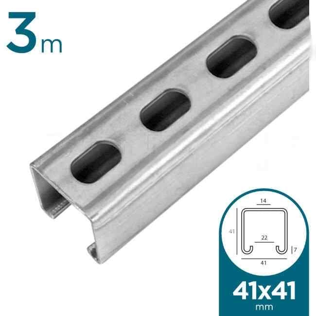 Ezystrut 41mm x 41mm 3 Metre E1000 Slotted Uni Strut Channel Hot Dipped Galvanised - Default Title (E1000S3000H)