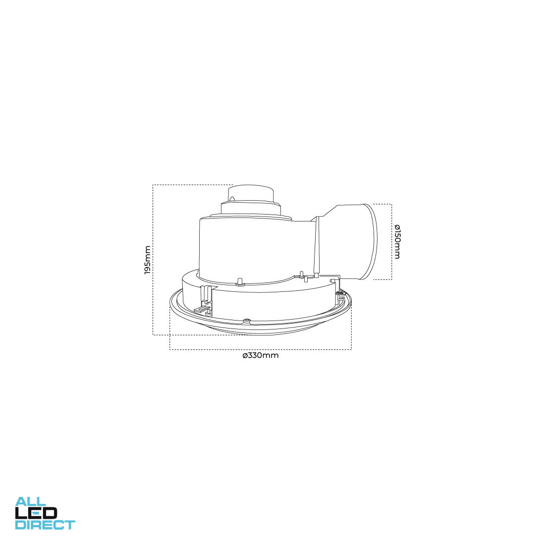 Atom 35 Watt 290mm ECLIPSE Ducted Exhaust Fan With Round Fascia & 18W TRI Colour LED Light White