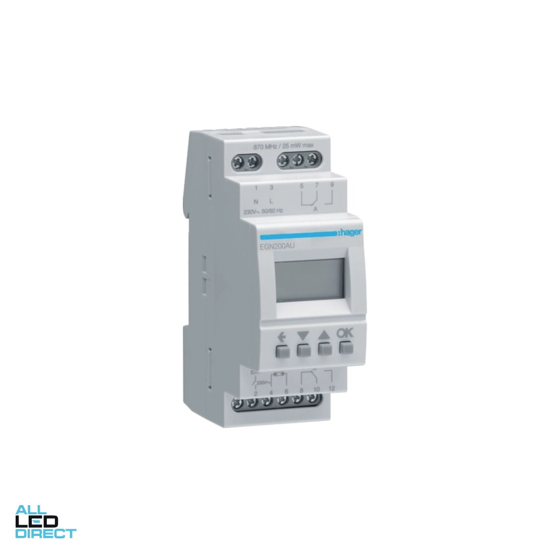 Hager 2 Channel Multi-Function Digital Time Switch with Bluetooth Connection ALL LED Direct