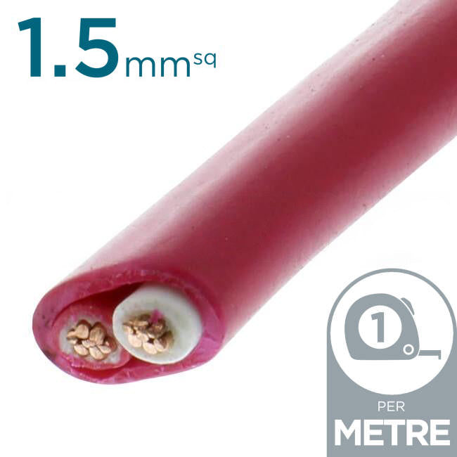 Electra 1.5mm 2 Core Fire Control Cable Red & White With Red Sheathing Per Metre