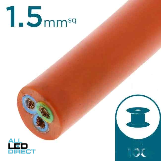 Apec 1.5mm 3 Core Heavy Duty Flex Cable Orange 100 Metre Drum
