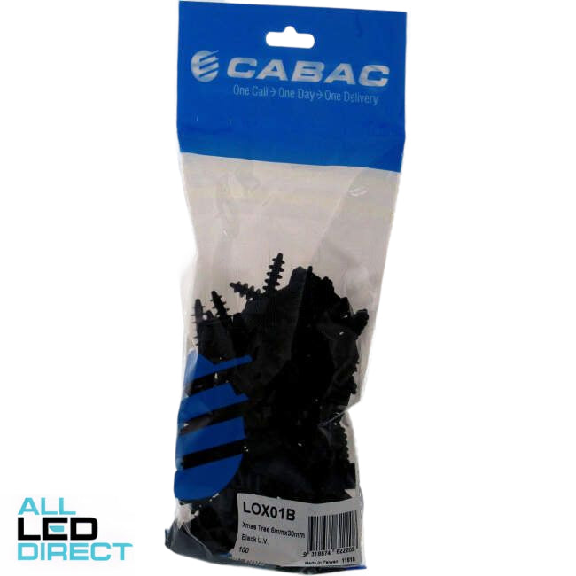 Cabac 6mm x 30mm Nylon UV Cable Ties Anchor Black Pack of 100