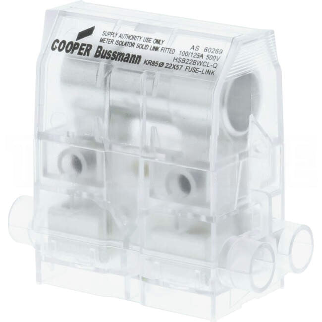 Eaton Bussman 125 Amp Isolation Link Clear Back Wired Non-Fused Link Used For QLD Meter Panels