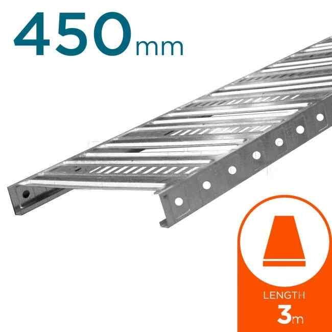 Impres 450mm x 3 Metre LT3 Cable Tray Hot Dipped Galvanised - Default Title (ILT3450H)