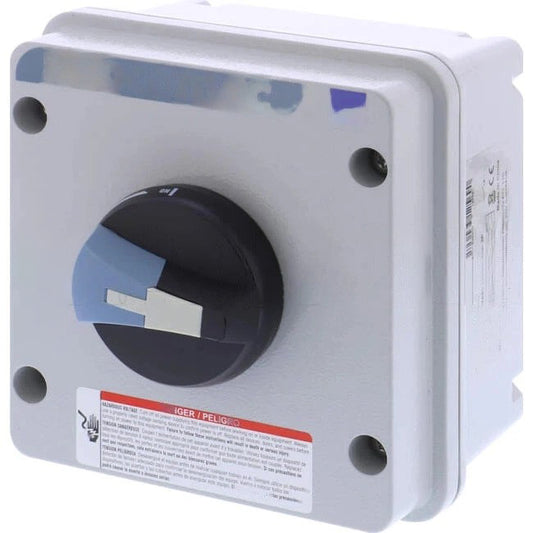 NHP 40 Amp 3 Pole IP66 ISOSWITCH Industrial Isolator Enclosed Aluminium Grey With Blue Handle