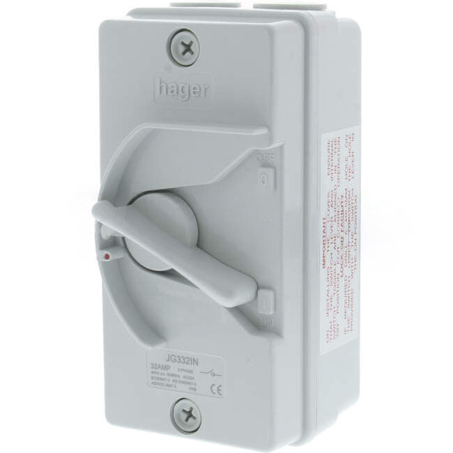 Hager 32 Amp 3 Pole IP66 Industrial Isolator