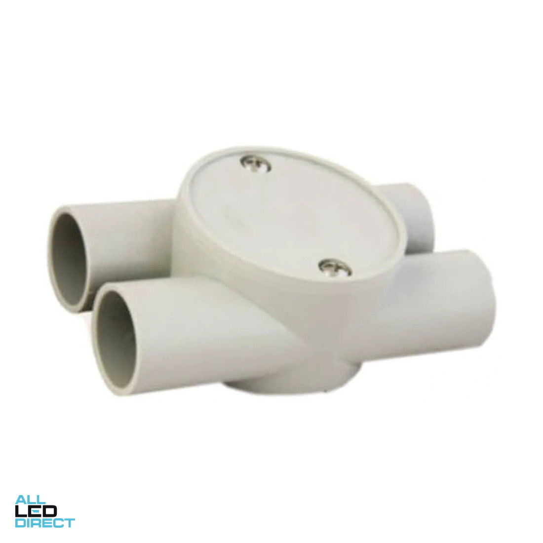 GTS 20mm 4 Way Shallow Round Tangential H-Entry Junction Box ALL LED Direct