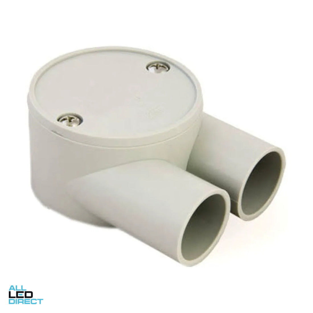 GTS 25mm 2 Way Shallow Round Tangential U-Entry Junction Box ALL LED Direct