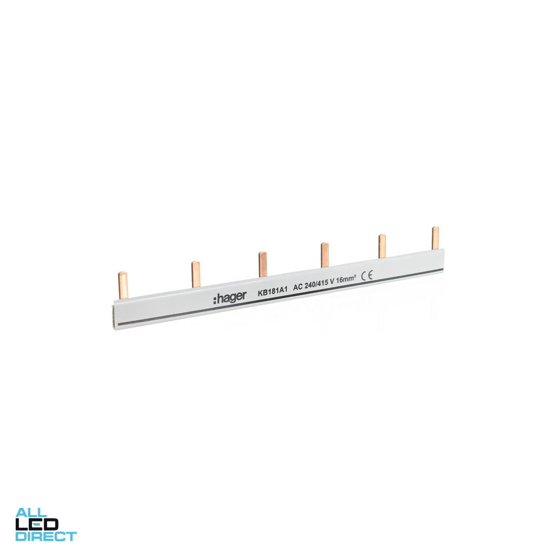 Hager 80 Amp Insulated Prong Busbar 1 Pole 6 Module ALL LED Direct