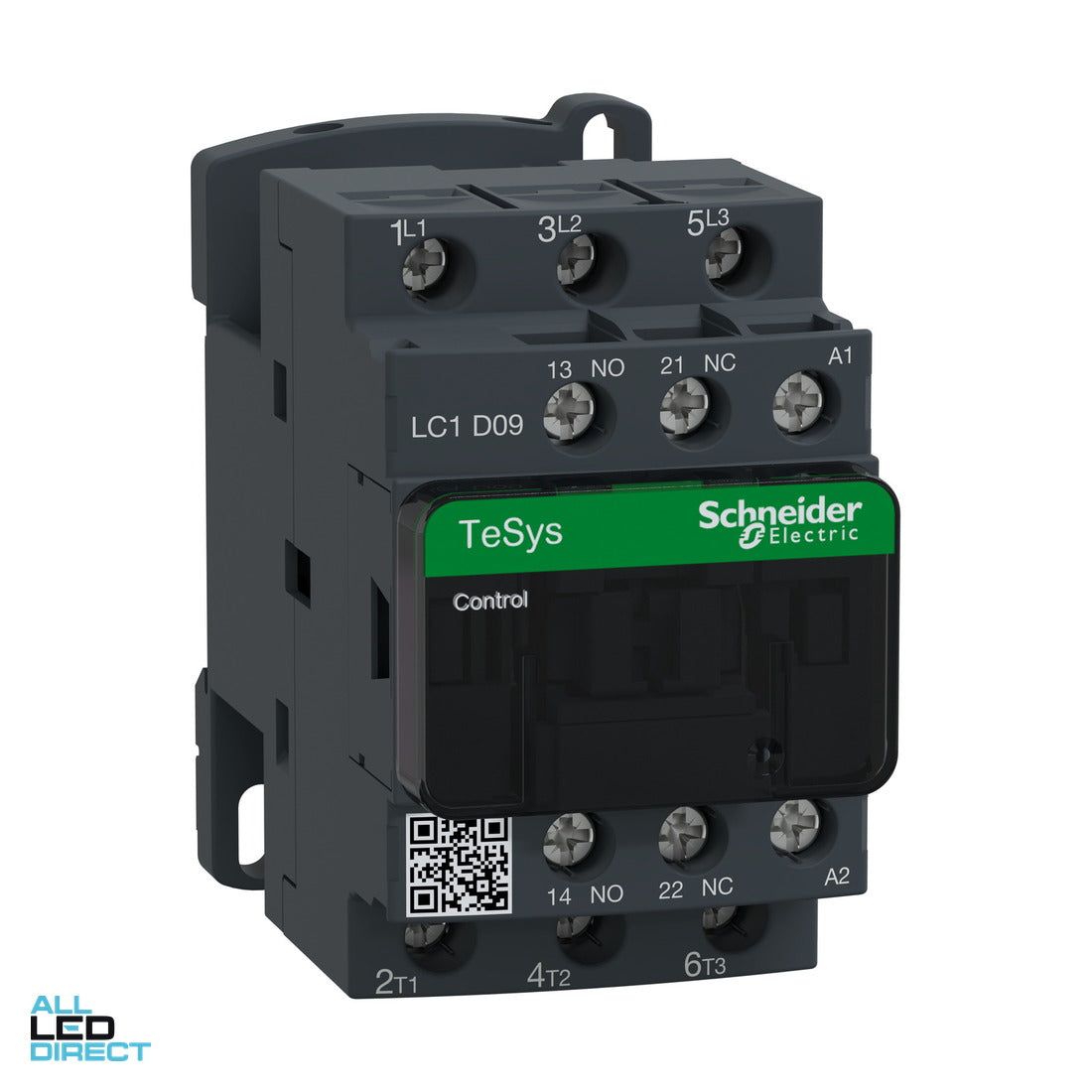 Schneider Contactor 9 Amps 3P 240 Volt AC 1 x N/O & 1 x N/C ALL LED Direct