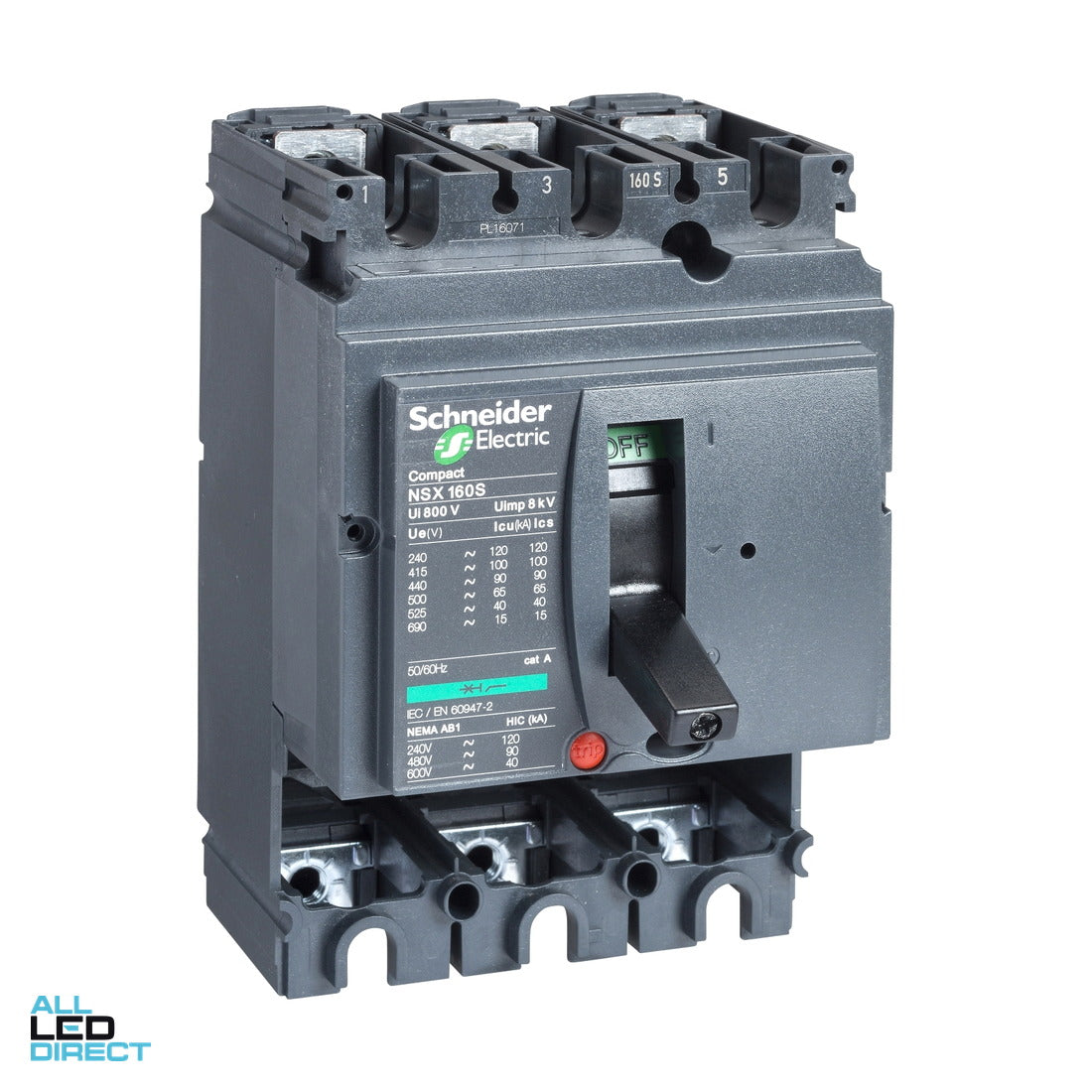 Schneider 160 Amp F50 SERIES Moulded Case Circuit Breaker MCCB 3 Pole 50kA ALL LED Direct