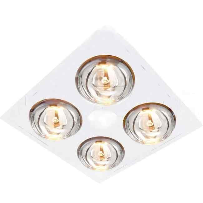 Ventair 3 In 1 MYKA 4 x 275 Watt Bathroom Heater Lamp Light 1 x 10 Watt LED Downlight And Exhaust Fan White - Default Title (M4HDLXWH)