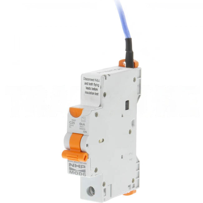 NHP 25 Amp MOD6 Miniature Circuit Breaker & Residual Current Device MCB/RCD RCBO C Curve 1 Pole 6kA 30mA ESV APPROVED