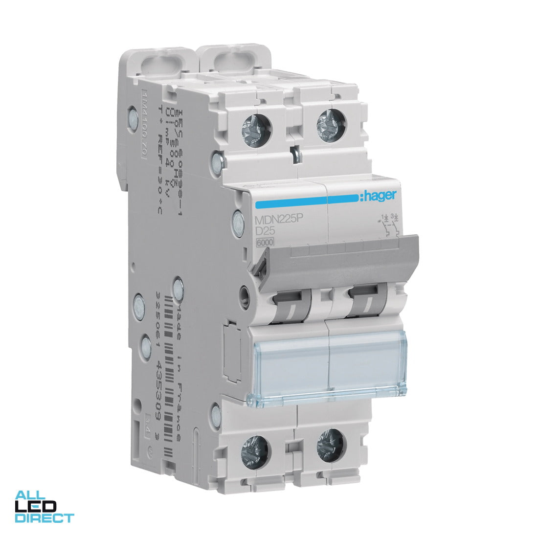 Hager 25 Amp Miniature Circuit Breaker MCB D Curve 2 Pole 6kA ALL LED Direct