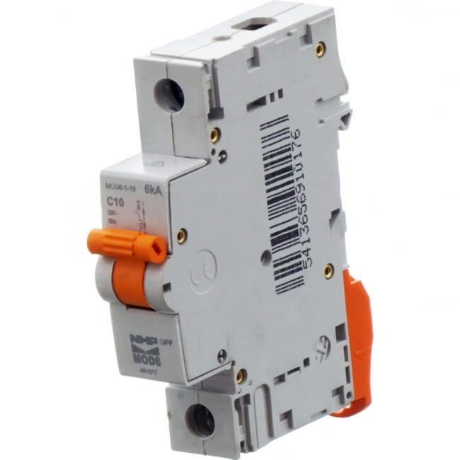 NHP 10 Amp MOD6 Miniature Circuit Breaker MCB C Curve 1 Pole 6kA