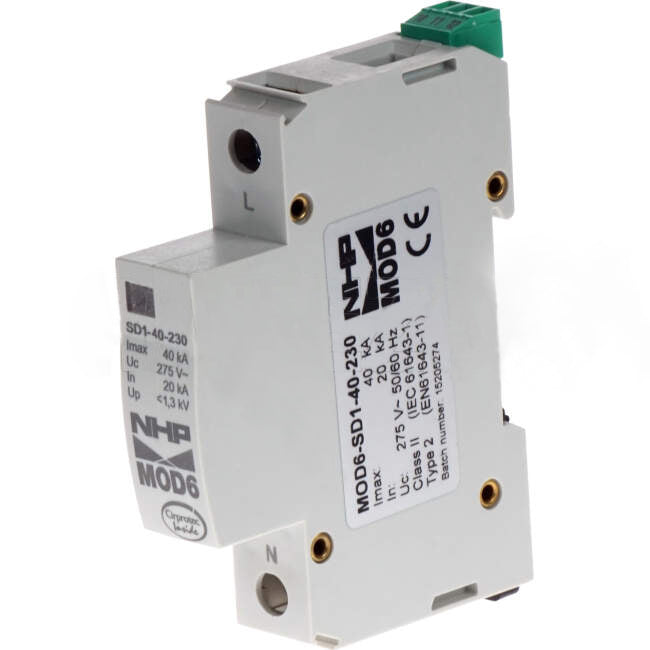 NHP 1 Pole 1 Module 40kA MOD6 Surge Protection Diverter