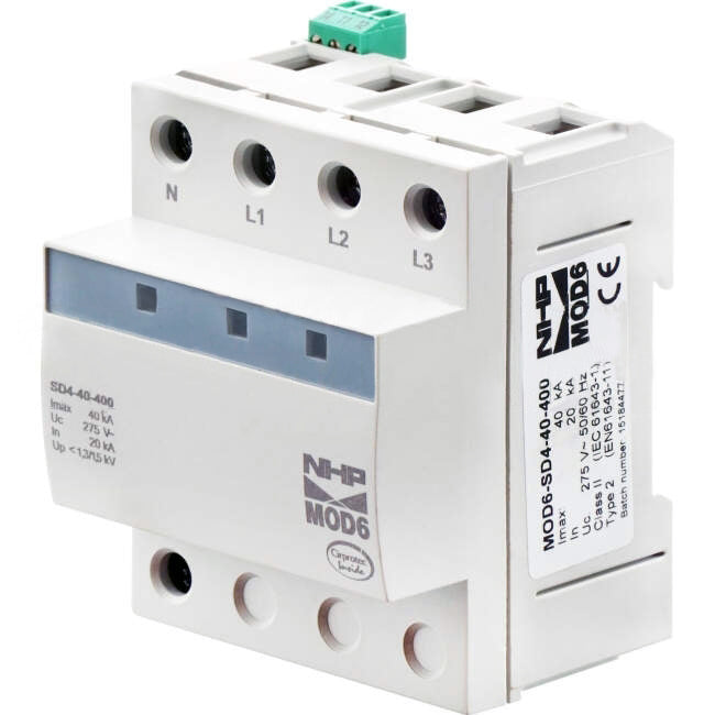 NHP 3 Pole 4 Module 40kA MOD6 Surge Protection Diverter