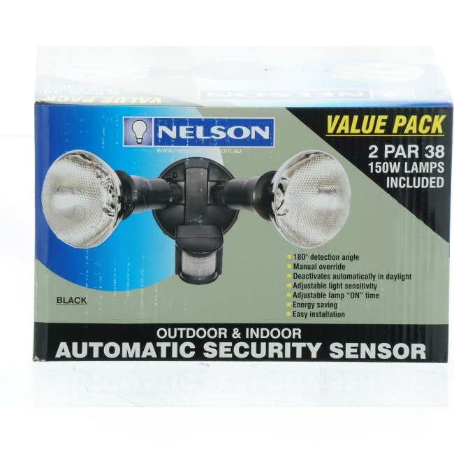 HPM 2 x 150 Watt Double Par38 Floodlight with Sensor Black