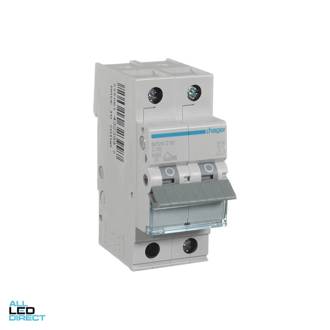 Hager 16 Amp Miniature Circuit Breaker MCB C Curve 2 Pole 6kA ALL LED Direct