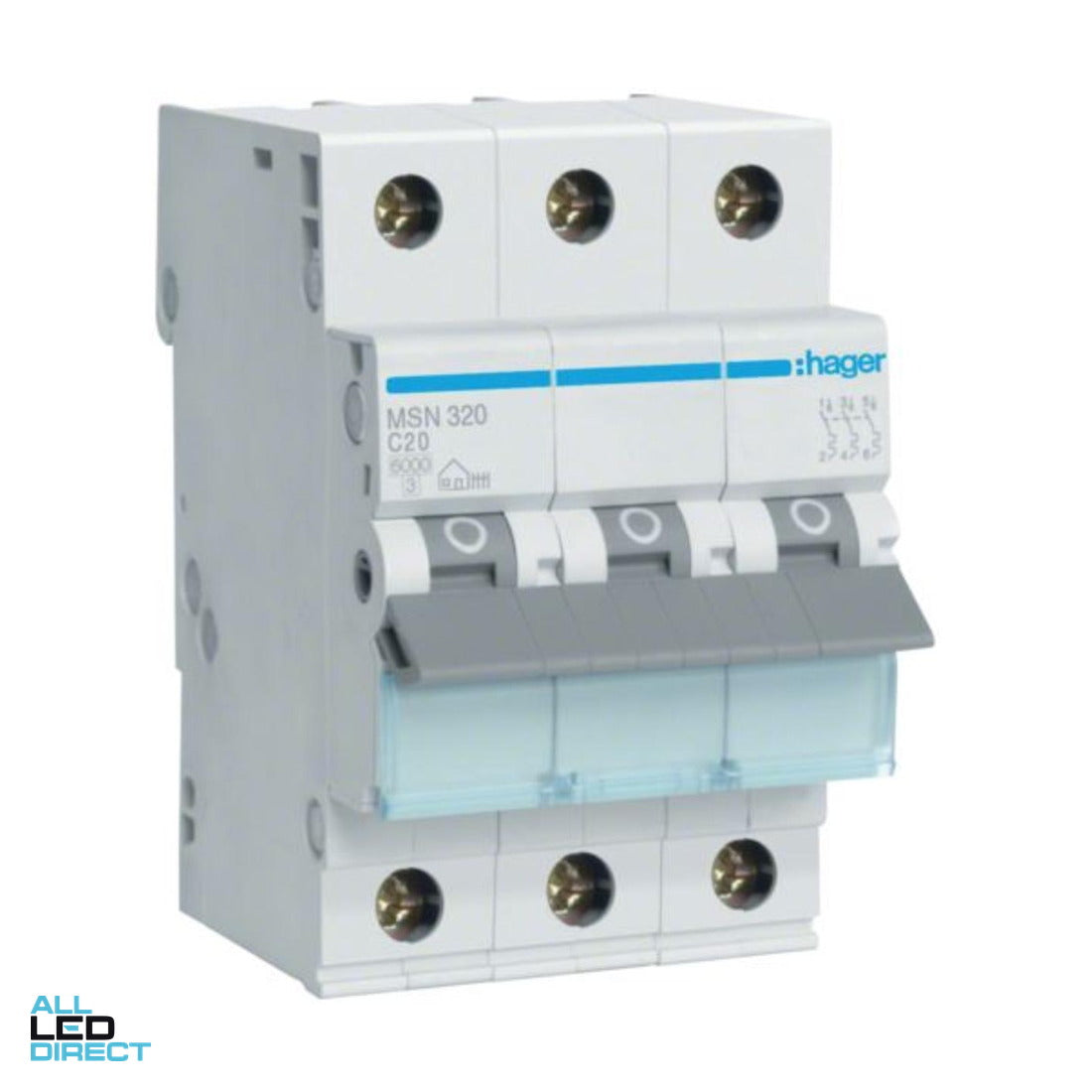 Hager 6 Amp Miniature Circuit Breaker MCB C Curve 3 Pole 6kA
