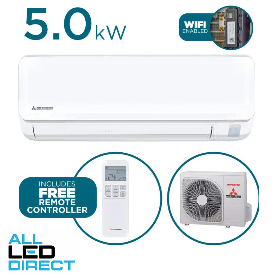 Mitsubishi Heavy (MHI) 5.0kW Cool 5.8kW Heat Inverter CIARA Hi-Wall Indoor/Outdoor Air Conditioning Unit - WIFI Enabled