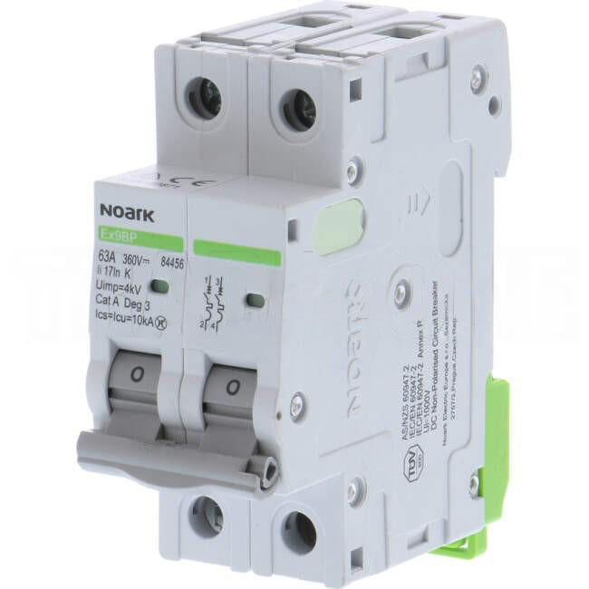 Noark 63 Amp DC Miniature Circuit Breaker MCB 2 Pole K Curve 10kA