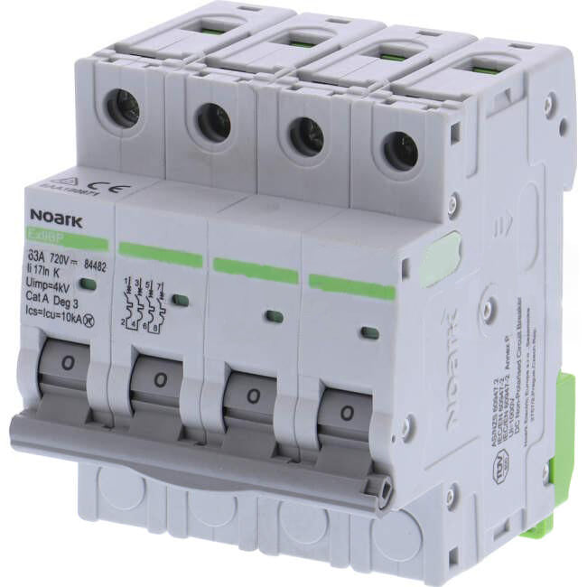 Noark 63 Amp DC Miniature Circuit Breaker MCB 4 Pole K Curve 6kA