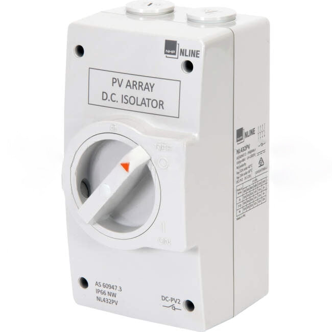 NHP 1500 Volt 32 Amp 4 Pole DC IP66 Enclosed Isolator Switch