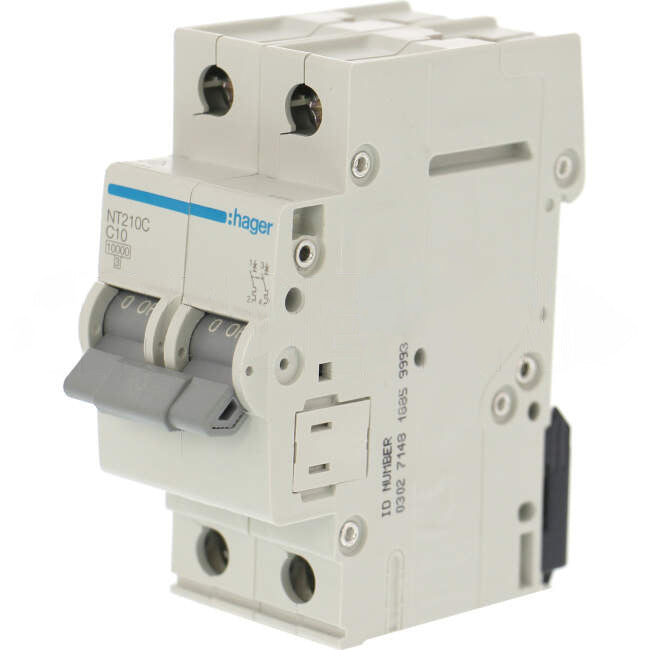 Hager 10 Amp Miniature Circuit Breaker MCB C Curve 2 Pole 10kA