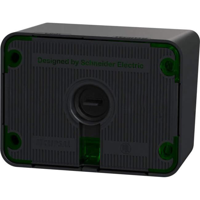 Clipsal 10 Amp ICONIC OUTDOOR Single Switched Weatherproof IP54 Powerpoint Black