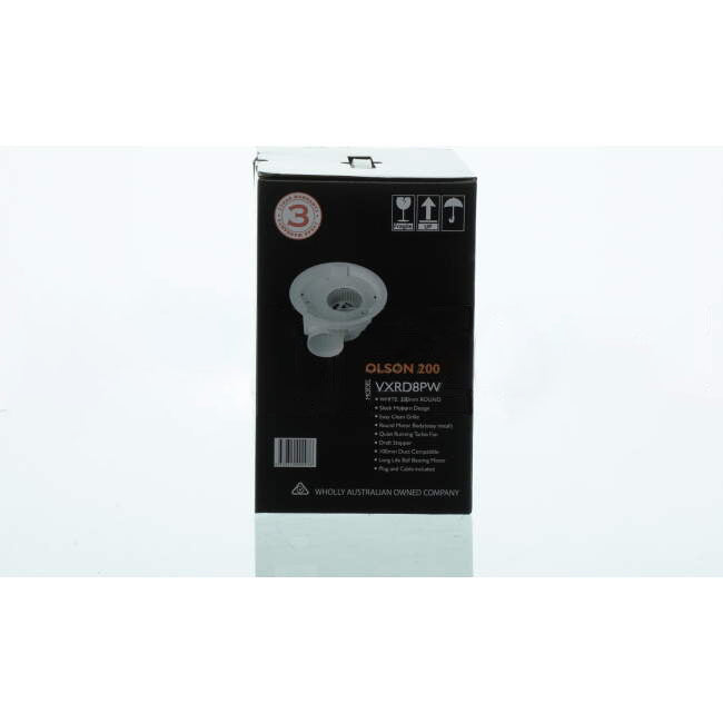 Ventair 270mm OLSON Flush Mounted Round Exhaust Fan White With Backactive Damper Suitable For 240mm Hole & 124mm Side Duct