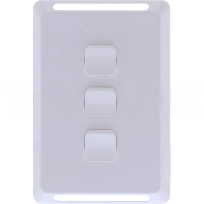 Clipsal 3 Gang PRO Series Vertical Internal Rocker Switch Cover Plate White