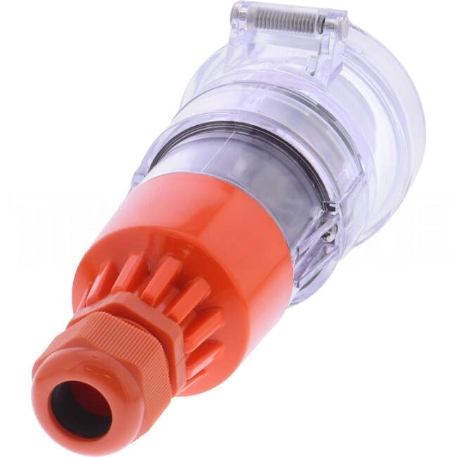 GEN3 10 Amp 3 Phase 5 Round Pins IP66 Industrial Straight Extension Socket Orange