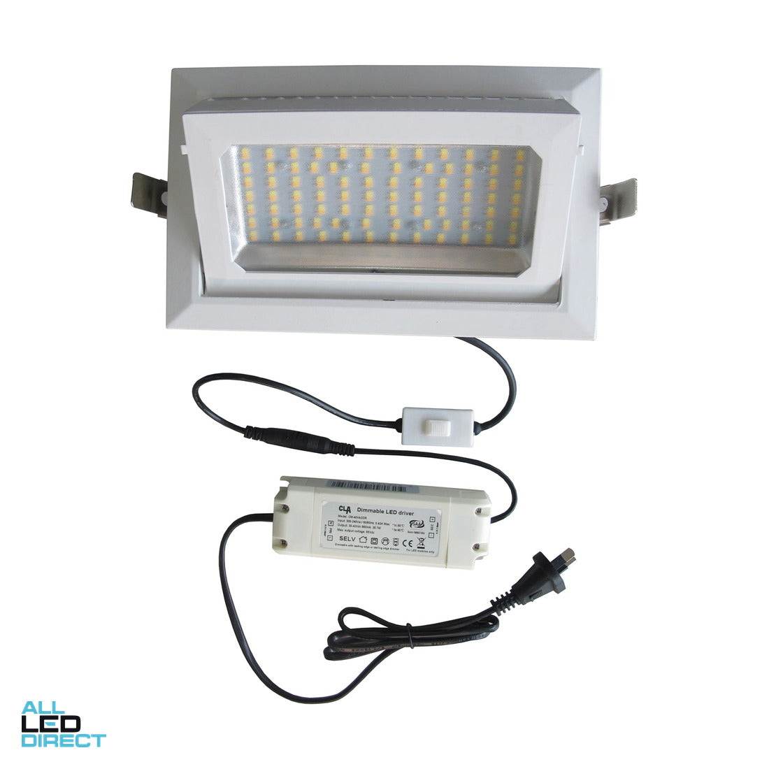 CLA 40 W 240 mm LED Rectangular Shoplighter White Tri Colour ALL LED Direct