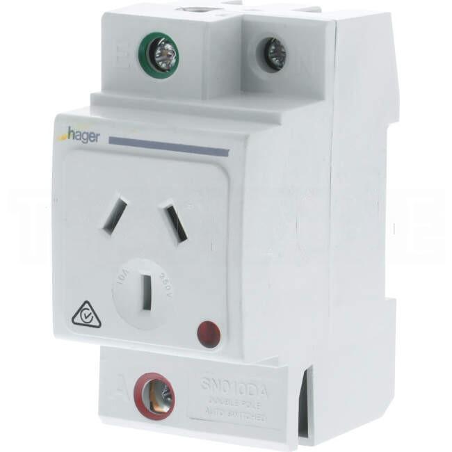 Hager 10 Amp 3 Pin Double Pole Din Mounted With Shutter Grey