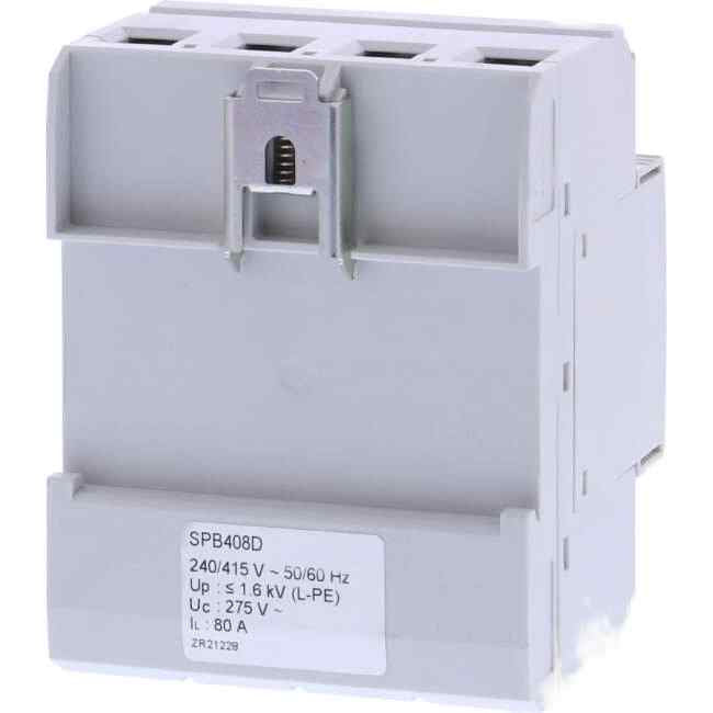 Hager 4 Pole 3 Module 8kA MONOBLOCK Surge Protection Diverter - Default Title (SPB408D)