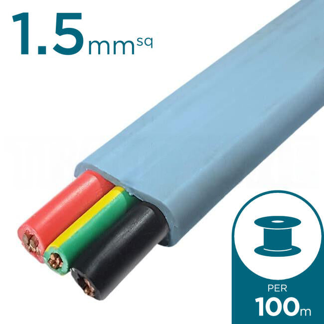 Electra 1.5mm 2 Core & Earth Flat Cable Low Smoke Zero Halogen Non Migratory Polystyrene Approved 100 Metre Drum Blue