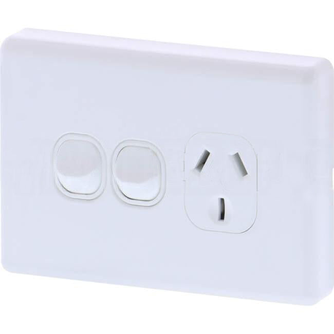 Tesla 10 Amp Single Internal Powerpoint With Extra Switch White