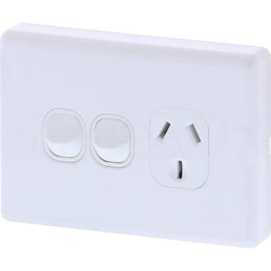 Tesla 10 Amp Single Internal Powerpoint With Extra Switch White