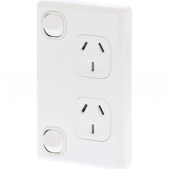 Tesla 10 Amp Double Vertical Internal Powerpoint White