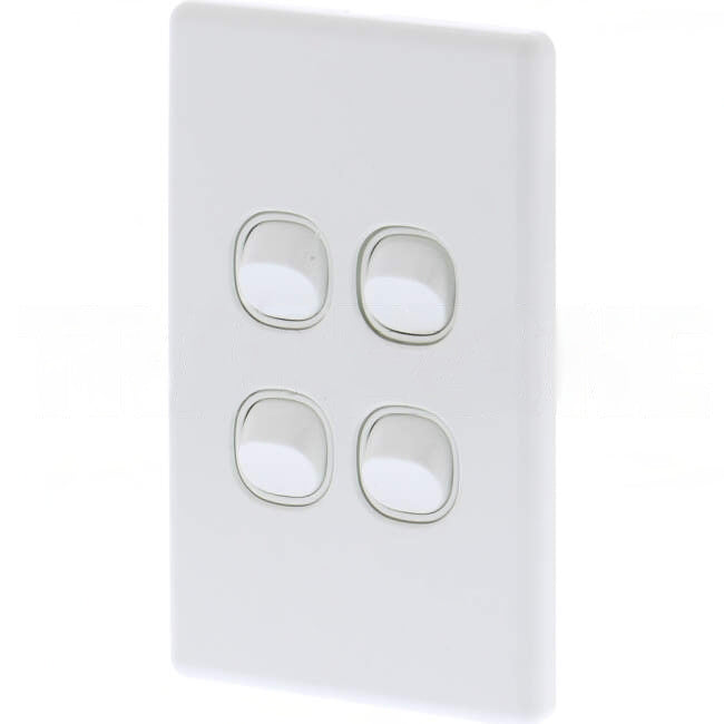 Tesla 10 Amp 4 Gang Vertical Slimline Internal Rocker Switch White