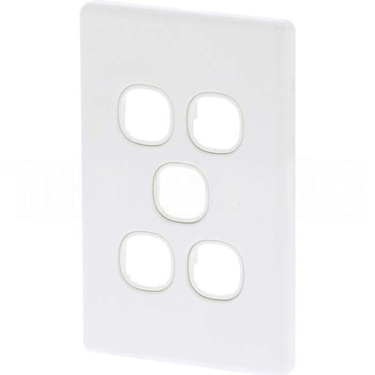 Tesla Slimline 5 Gang Switch Grid Plate White