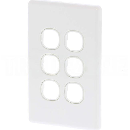 Tesla Slimline 6 Gang Switch Grid Plate White