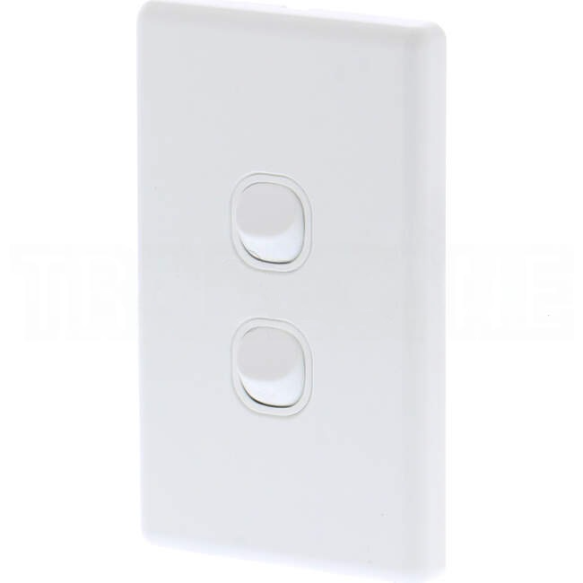 Tesla Classic 2 Gang Vertical Internal Rocker Switch White