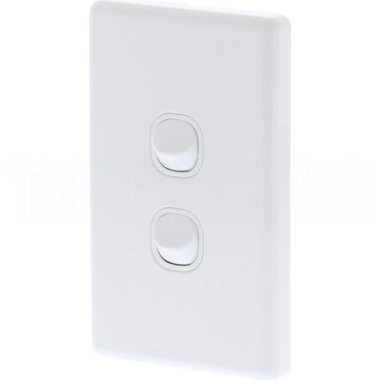 Tesla Classic 2 Gang Vertical Internal Rocker Switch White