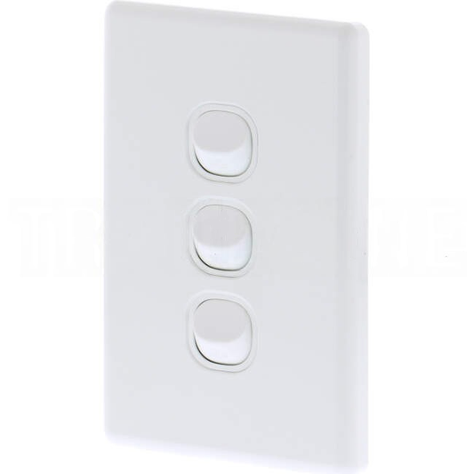 Tesla Classic 3 Gang Vertical Internal Rocker Switch White