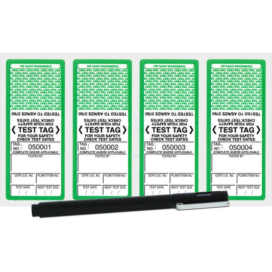 Exel Network Self Laminating Test Tag Including Industrial Marking Pen Green Pack Of 100