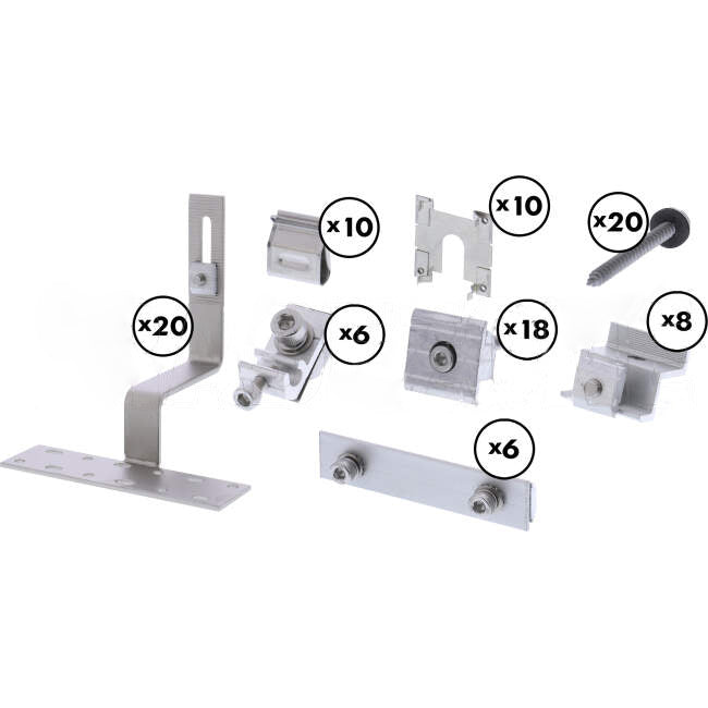 Mibet 10 Panel 30mm & 35mm TILE Roof Solar Mounting Kit (Excluding Rail)